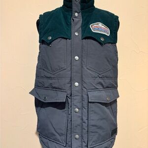 Teal and Gray Quilted Vest with Patch